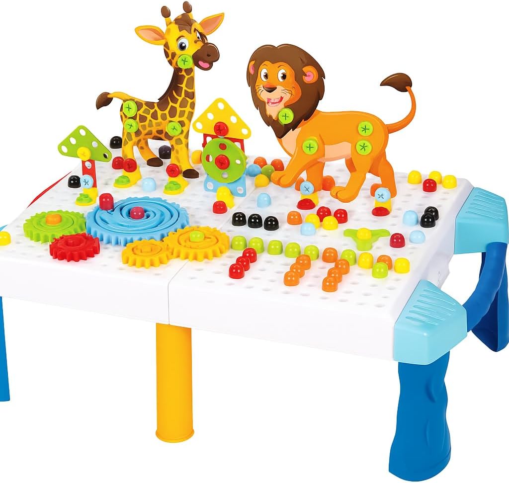 72 Pieces 213PCS Creative 3D Screw Toy Kids Drill Set Folding Table Children Educational Building Block Games