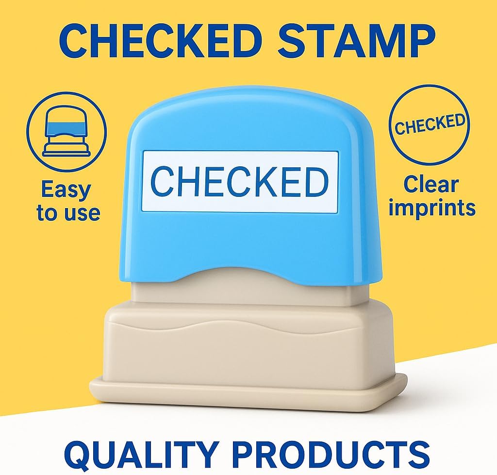 Checked Stamp 6.5cm Blue Cover Seal for Office and Notary