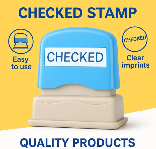 Checked Stamp 6.5cm Blue Cover Seal for Office and Notary