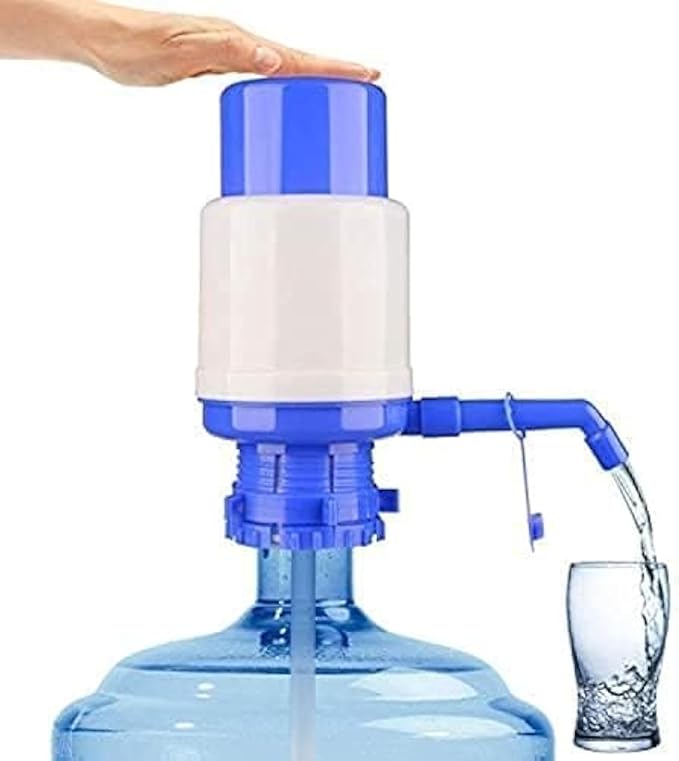 Fitto Rf9964 Water Pump - Dolphin Bottles Manual Bottle Pump, Easy Drinking Portable Hand Press Dispenser, White & Blue