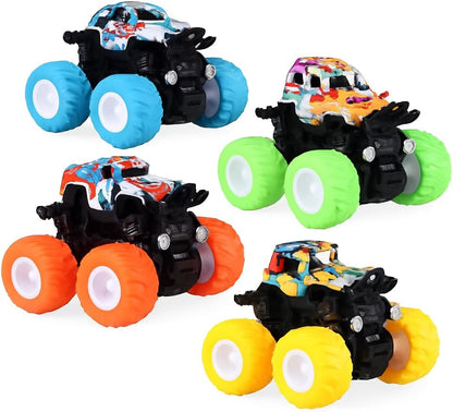 4pc Big Wheel Monster Car Toys for Kids, 1:36 Scale, 4x4 Off-Road Remote Control Vehicles, Durable Plastic, Perfect for Boys & Girls, Gift for Toddlers & Children