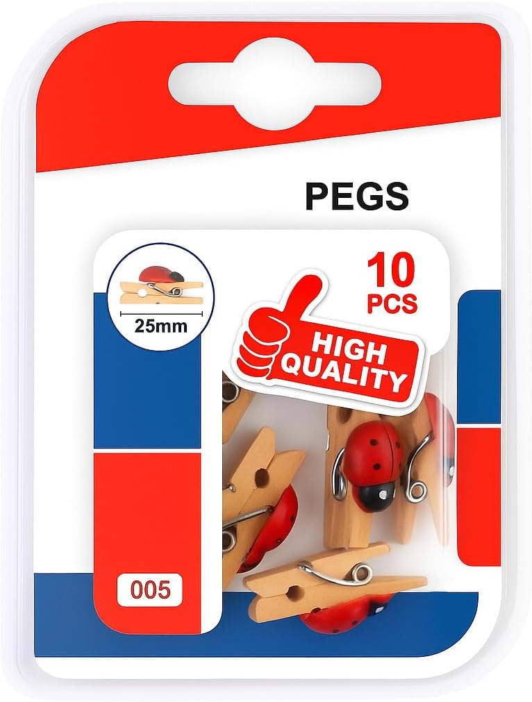 10 Pieces Wooden Clothespins 25mm for Laundry Drying