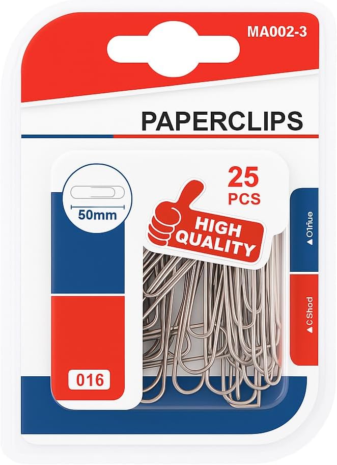 144 Pieces 25 Pieces Paper Clips (50mm Stainless Steel Office Clips)