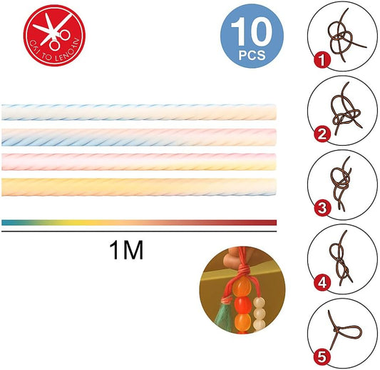 Braided Rope 10 Pack 1M Mixed Colors for Crafting, DIY Projects, and Home Use