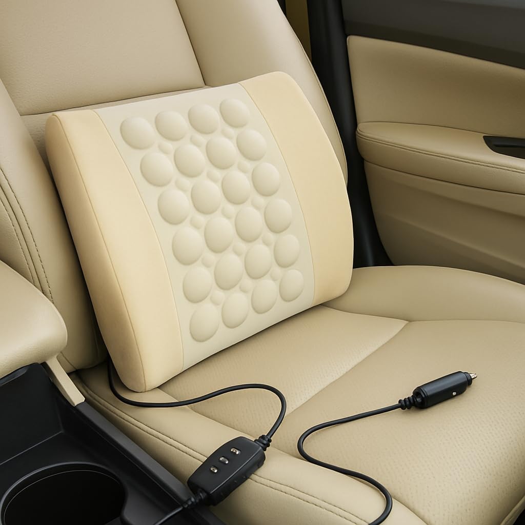 72 Pieces Car Seat Vibrating Massage Cushions For Backpain Relief and Comfort Drive (with car adapter – Beige)