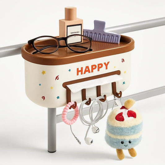 Black Bedside Hanging Basket with 4 Hooks, 27x17.6x12.5cm – Functional Design