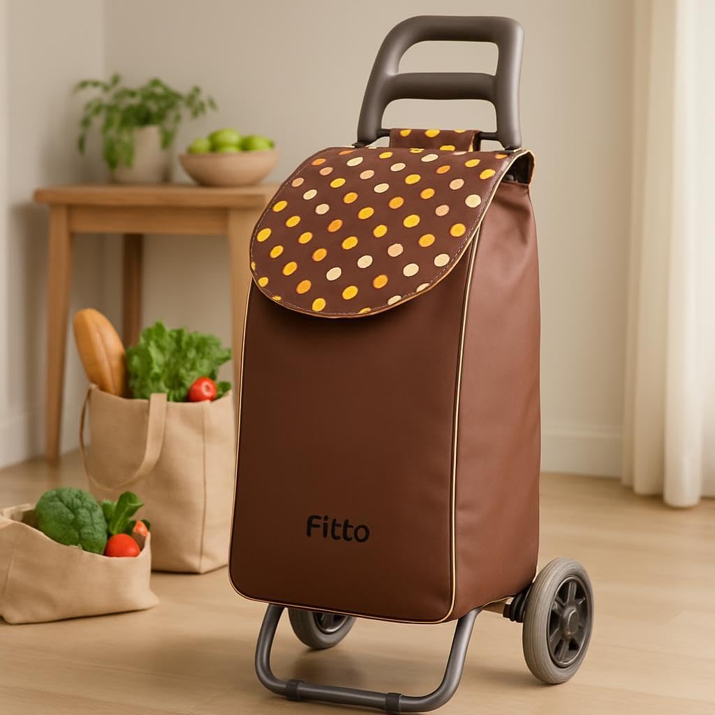 72 Pieces Fancy Shopping Trolleys with Wheels (Brown color – 36L Carbon Steel)