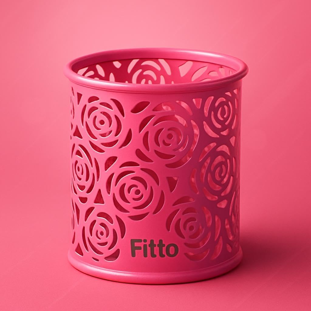 Flamingo Pink Pen Holder 8x9cm Round Desk Organizer
