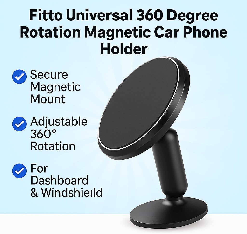 Universal 360 Degree Rotation Magnetic Car Phone Holder for Dashboard & Windshield Mount