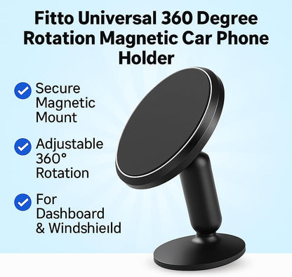 Universal 360 Degree Rotation Magnetic Car Phone Holder for Dashboard & Windshield Mount