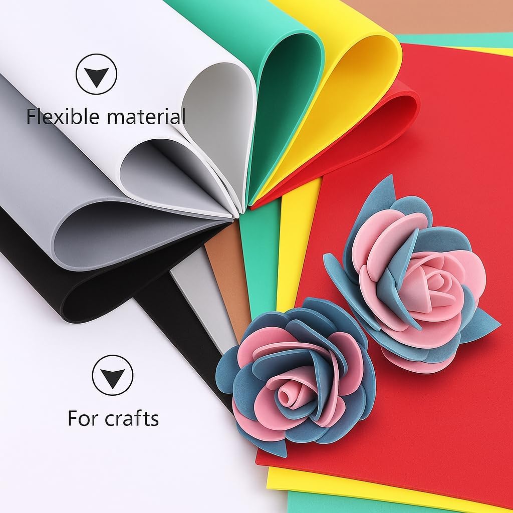 120 Pieces EVA Sponge A4 Sheets (21cm x 29.7cm Assorted Colors for Crafts and DIY Projects)