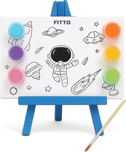 Aerospace Picture Frame Set with Two 6x4 Canvas Boards, Easel, 6 Color Paints & Brush