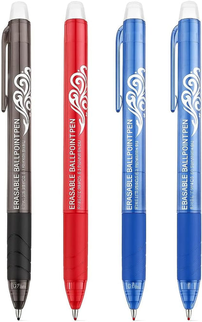 4 Pieces 0.7mm Erasable Ball Point Pens, 14.5cm, Fine Tip Ink for Writing