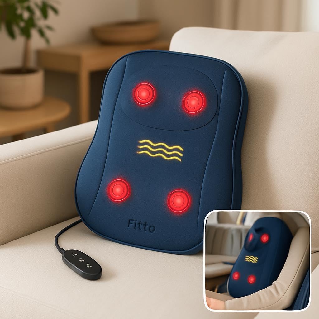 48 Pieces Adjustable Back Massagers for Car Seat & Home (with both car adpter and 2 pin plug – Blue)