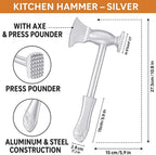 96 Pieces Kitchen Hammers (Silver Meat Tenderizer with Axe & Press Pounder for Hotel & Home Use – Aluminum & Steel Construction – 27.5cm x 15cm x 3.8cm)