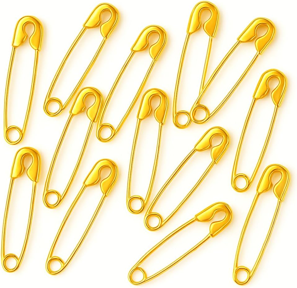 144 Pieces 20 Pieces Brass Safety Pins (50mm - Durable Fastening Pins for Clothing & Crafts)