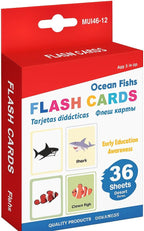 120 Pieces Ocean Series Flash Cards 36 Sheets (11.7x7.8cm – Educational Marine Life Activity Cards)
