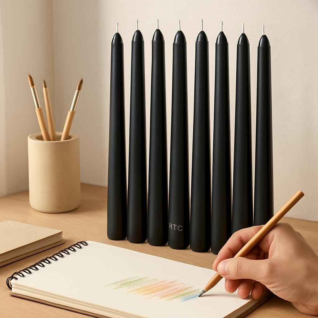 120 Pieces Tall Taper Candles Pack of 10s (Black Tapered Candles for Home Décor – Wedding Centerpiece – Party & Event Lighting – 1.5x19cm)