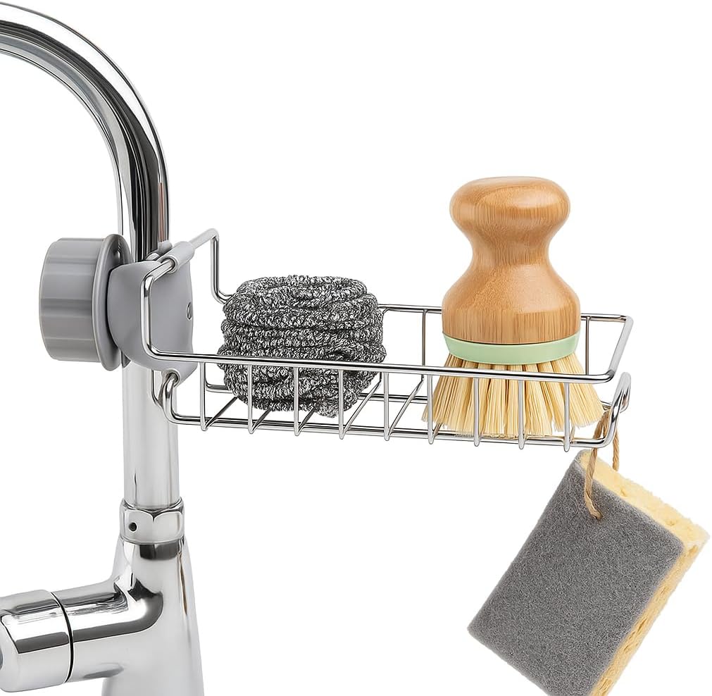 96 Pieces Metal Chrome Finish Kitchen Faucet Sponge Holders (Stainless Steel)