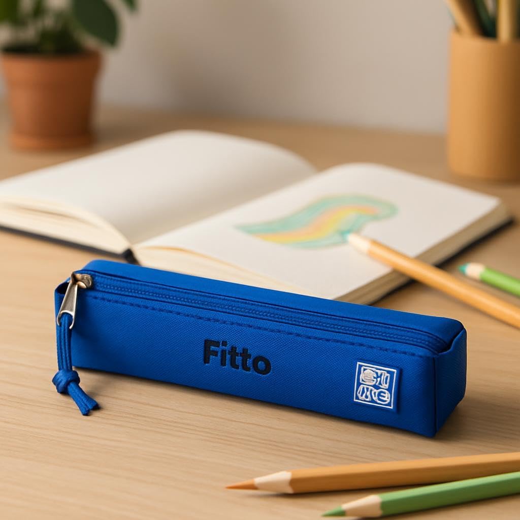Blue Pencil Case 21x3x3cm Compact Stationery Organizer for School & Office