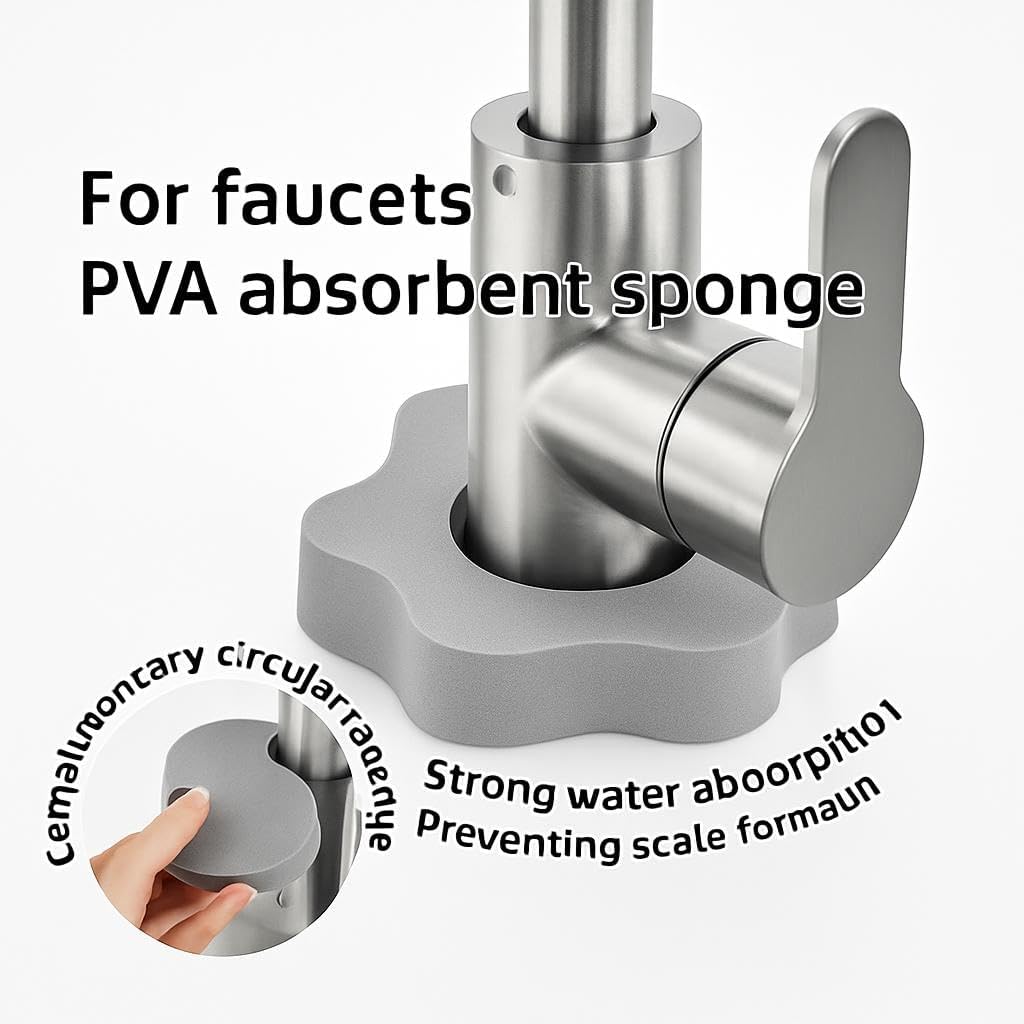 240 Pieces Flower Faucet Absorbent Sponge Set - Grey - 3 Pieces