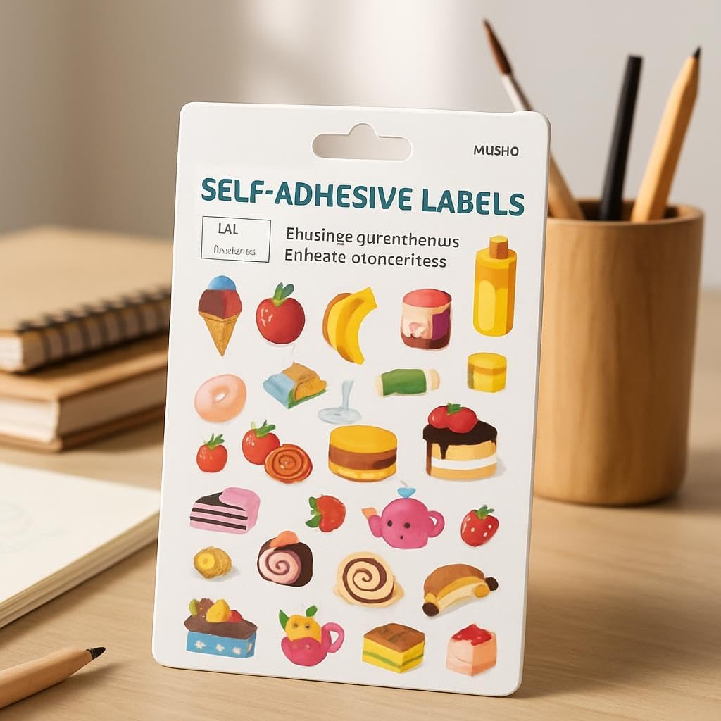 144 Pieces Food Series Self-Adhesive Labels (15x11cm – 5 Sheets for Kitchen & Pantry)