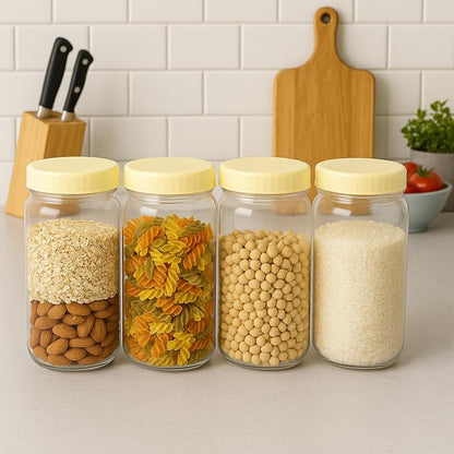 PET Jar 1000 ML 6PC Set, Clear Plastic Storage Containers with Lids for Kitchen, Pantry, Food Storage