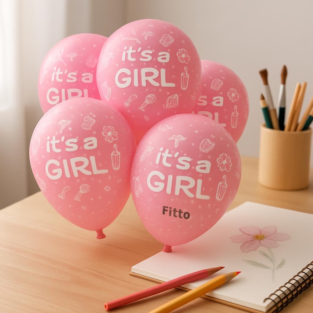 It's a Girl Balloons 12 Inch 12 Pcs Per Card - Baby Shower, Birthday, Gender Reveal Decor
