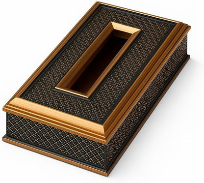 Golden and Black Tissue Box Holder for Home and Office Decor