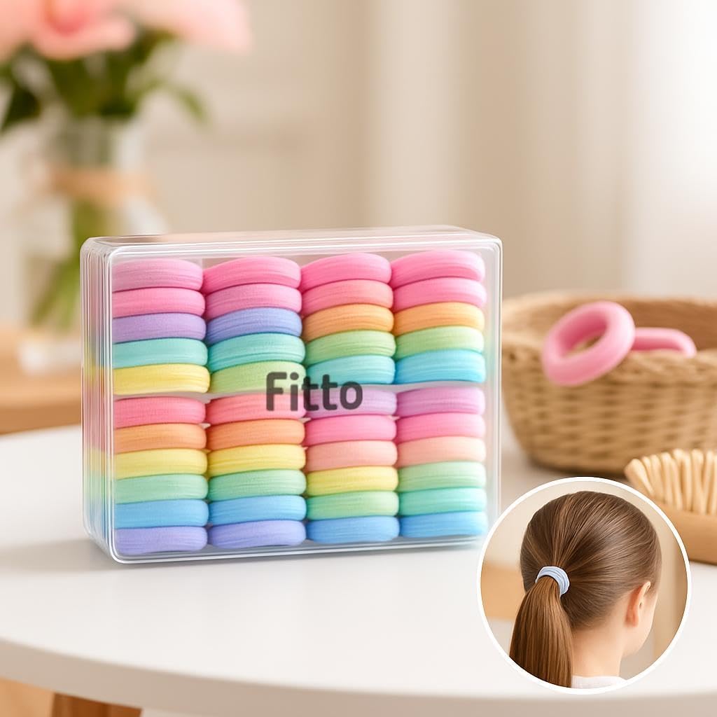 96 Pieces Pastel Colors Ponytail Holder Elastic Hair Rubber Bands (Pack of 64)
