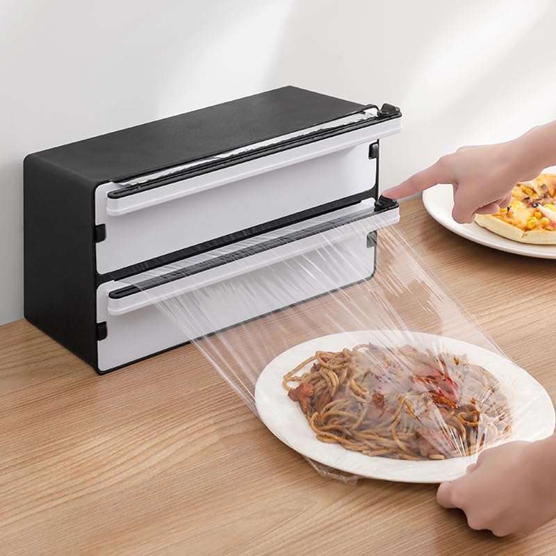 72 Pieces Double Layer Cling Film Cutters (Wall-Mounted Design – Black)