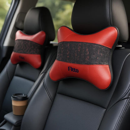 Car Headrest Neck Cushion Pillow with pattern, pack of 2, Red