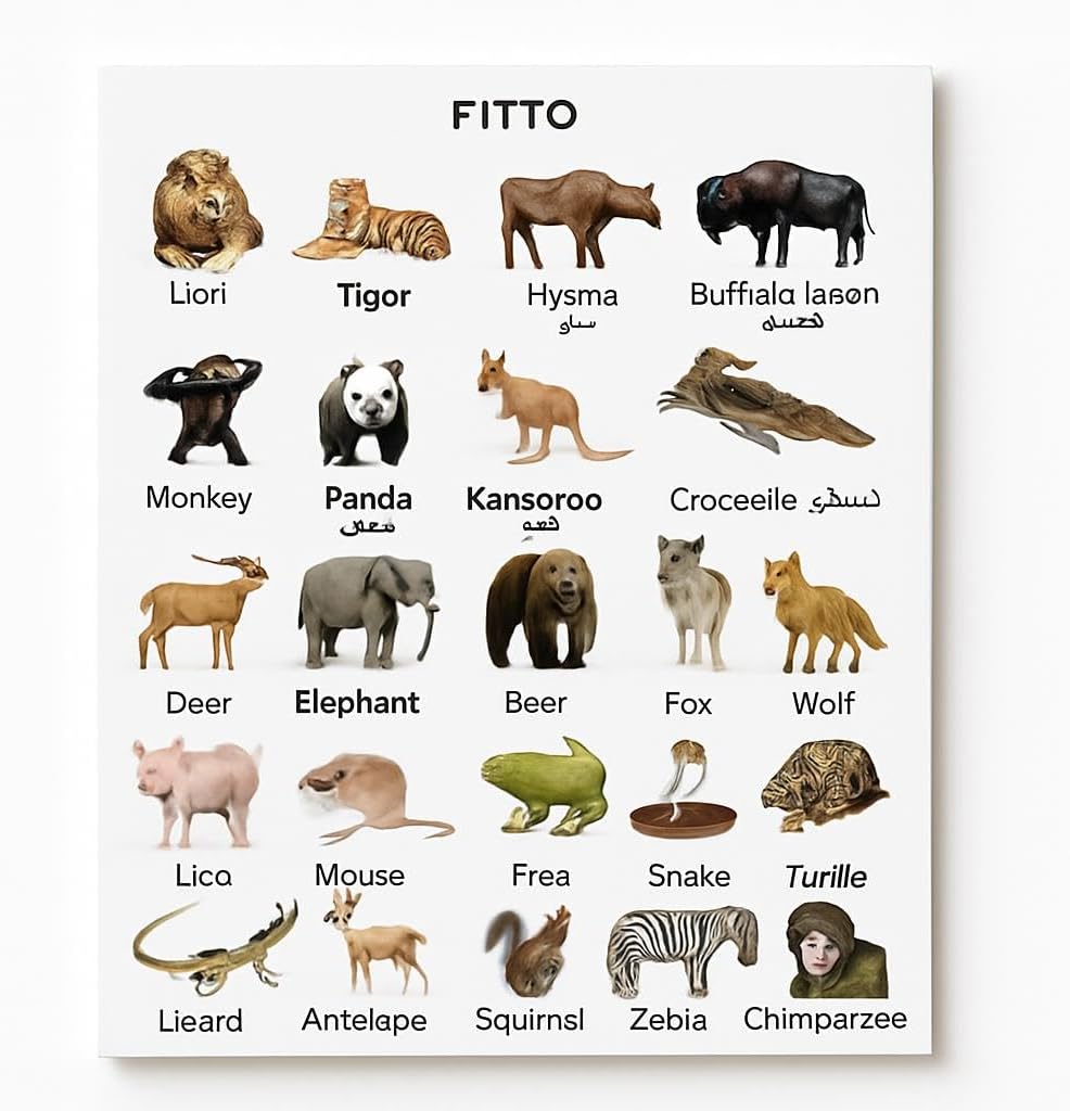 120 Pieces Wild Animal Poster Arabic Wall Arts (Safari Zoo Decor)