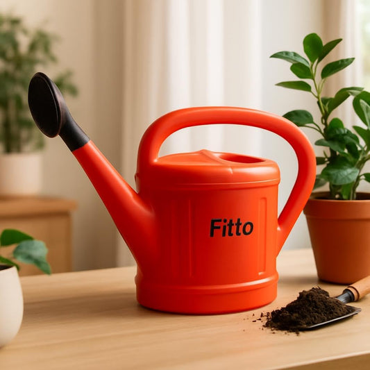 Bright Red Plastic Watering Can with Long Spout - 6L Capacity