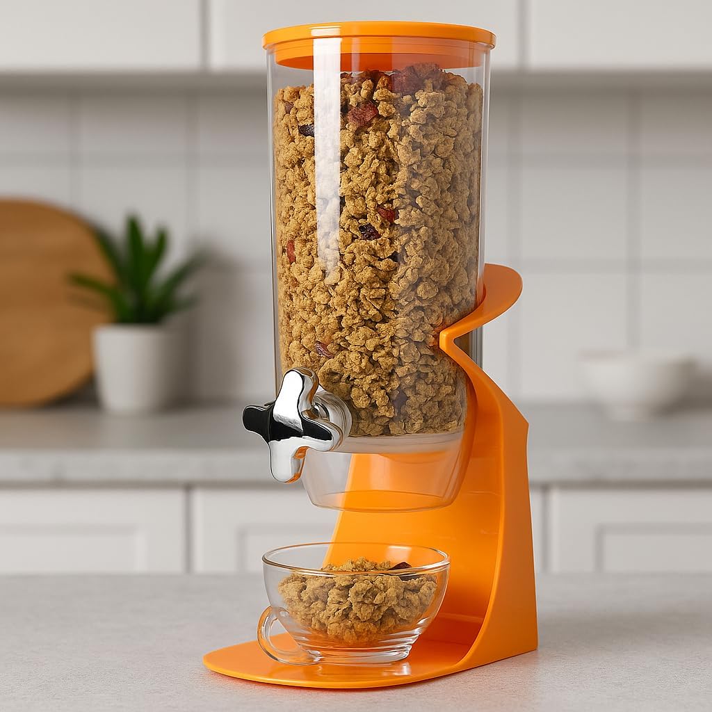 72 Pieces Dry Food Cereal Dispensers (Orange Plastic – White Transparent – For Pet Food Coffee Beans Breakfast – Single Orange)