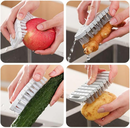 Ergonomic Fruit and Vegetable Brush - White and Grey