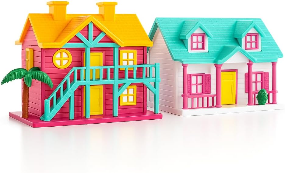 96 Pieces Doll Small House Miniature Furniture Toys for Girls with Light - Interactive Toy Playset with Detailed Furniture (LED Lights – and Fun Accessories - Perfect Gift for Kids Ages 3+)