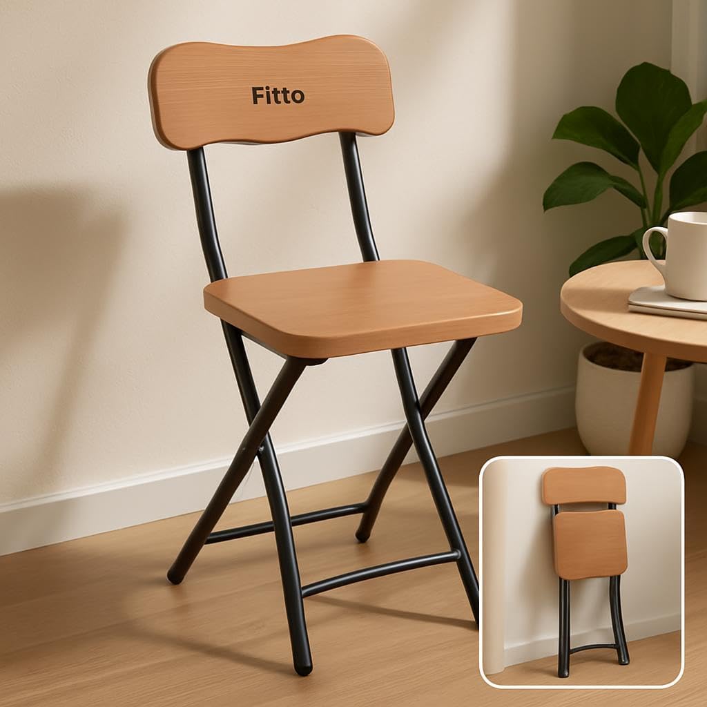Foldable Chair with Wooden Finish for Easy Storage and Comfort