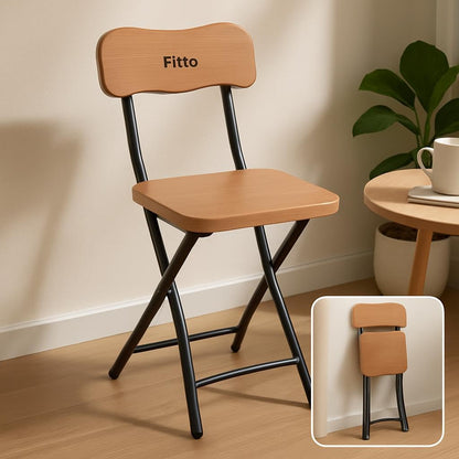 Foldable Chair with Wooden Finish for Easy Storage and Comfort
