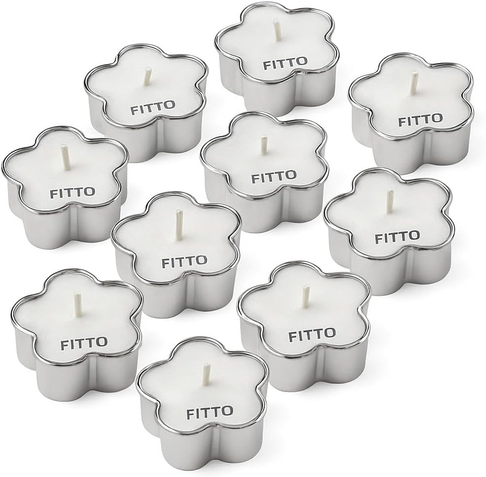 96 Pieces Set of 12 Silver Flower Metal Diya & Tealight Candles (Home Decor – Prayer Candle – Wedding & Festival Lighting – Arabic Lantern)