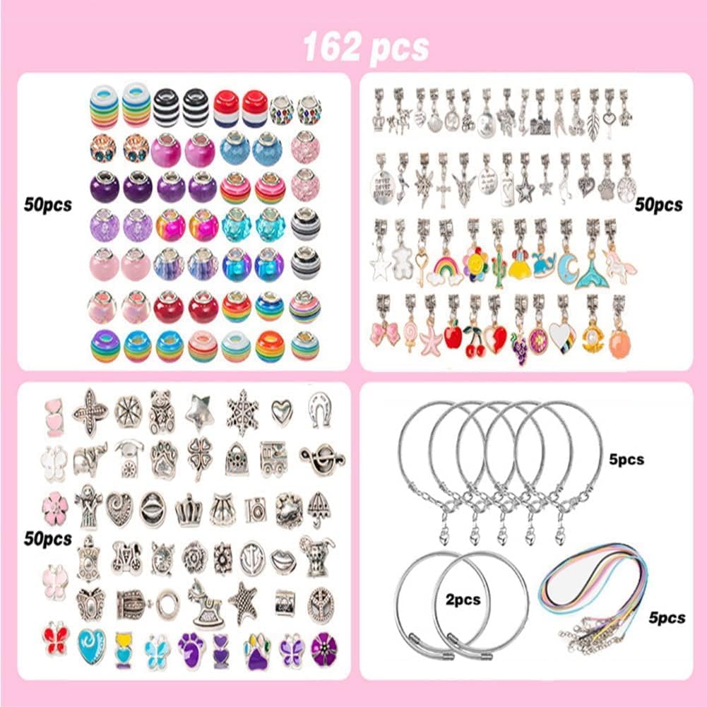 72 Pieces 130-Piece Bracelet and Pendant Making Kits with Premium Metal and Glass Pendants - DIY Jewelry Craft Set