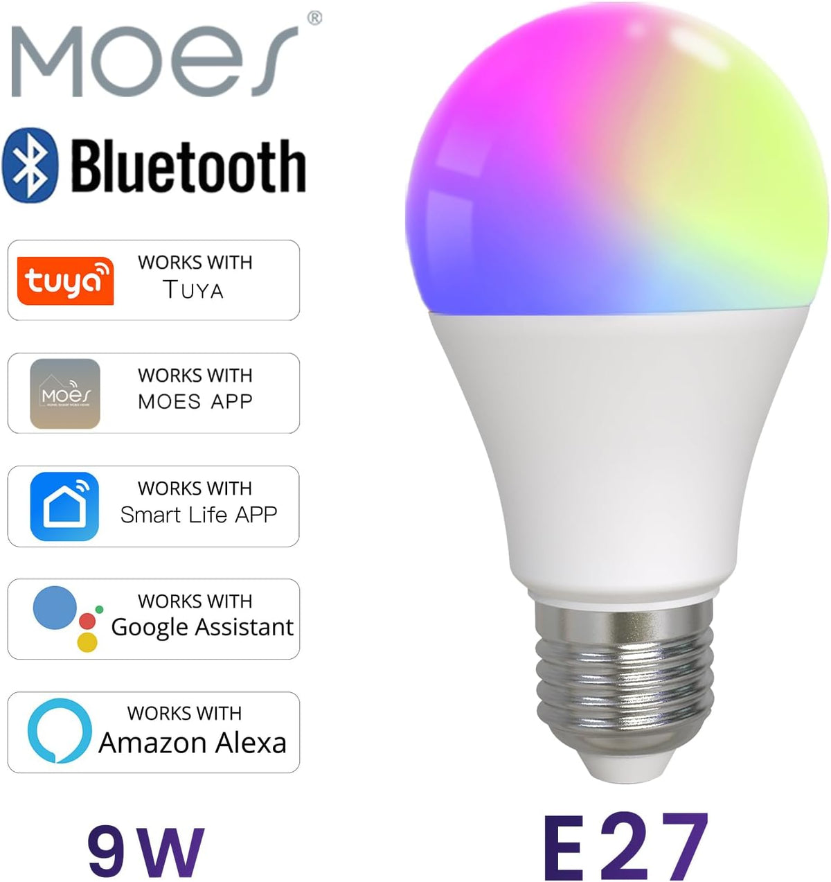 96 Pieces RGB Color Smart LED Bulb - WiFi & Bluetooth Compatibles (Alexa & Google Assistant Voice Control – Energy Efficient – Adjustable Brightness – 16 Million Colors – E26 Base - 10W (60W Equivalent))
