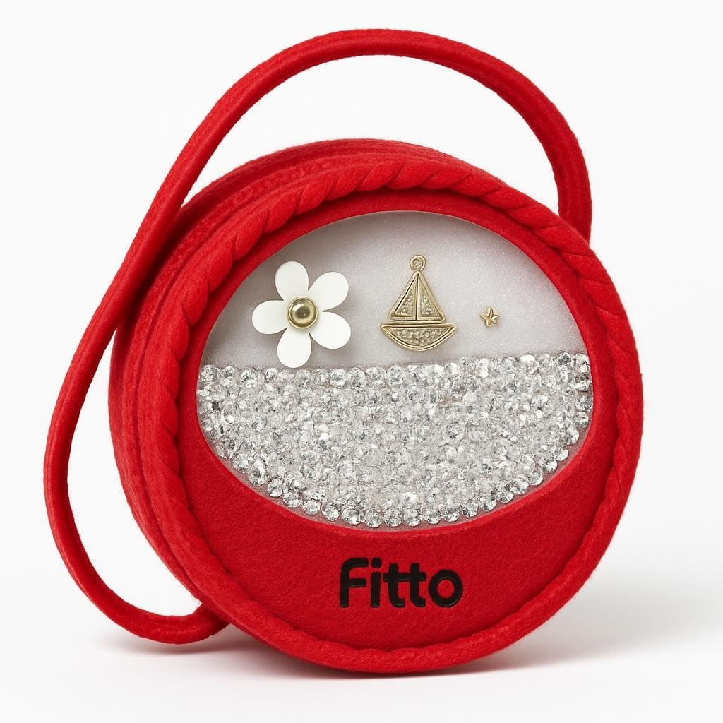 96 Pieces Small Round Wool Makeup Bags with Handle - Red Portable Makeup Organizer for Travel and Everyday Use