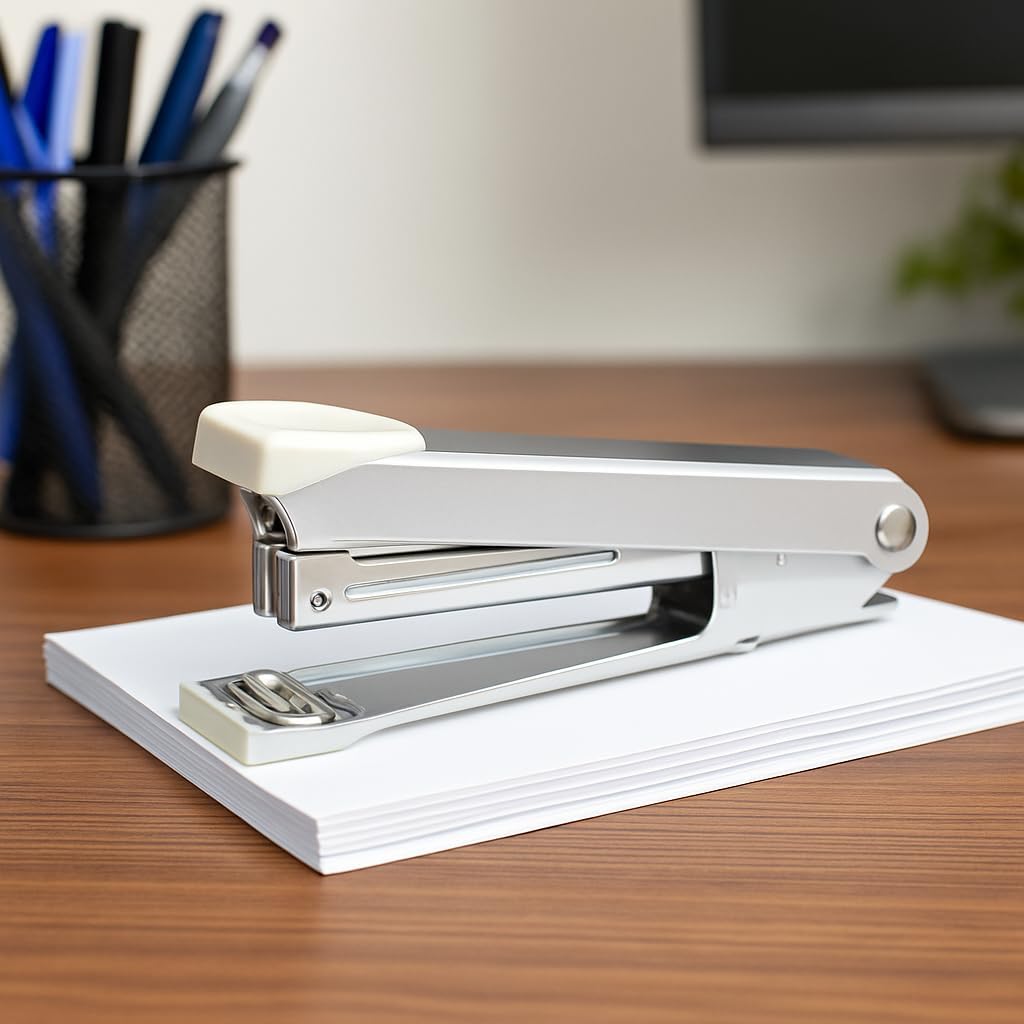 Square-Cap No.10 Stapler, All-Metal Construction, Compact & Durable, 10 Sheets Capacity, Smooth Stapling Action, Perfect for Home, Office, and School - Lightweight and Reliable