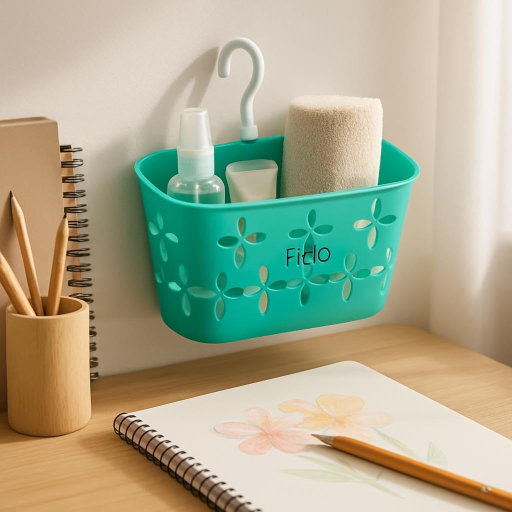 Bathroom Storage Rack Green - Wall Mounted Organizer for Towels and Toiletries