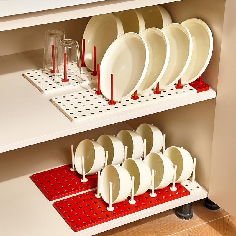 Multipurpose Expandable Drawer Rack – Cream & Red