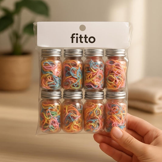 Multicolor Rubber Bands for Hair Styles with Bottle, Pack of 8