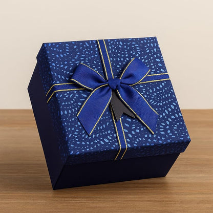 Square Blue Paper Gift Box 13x13.5x8cm for Gift, Jewelry, Keepsakes, and Special Occasions