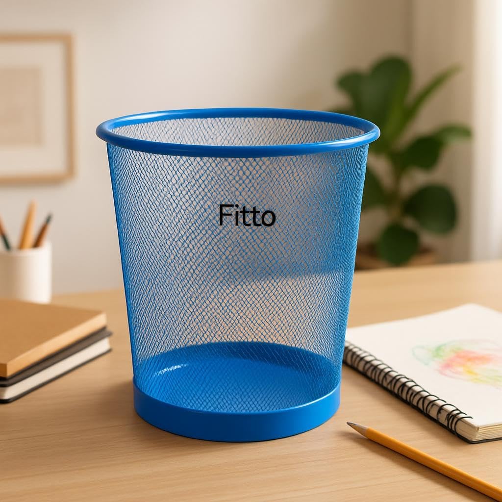 96 Pieces Blue Round Shaped Paper Bins (23.5x19x26cm for Office & Home)