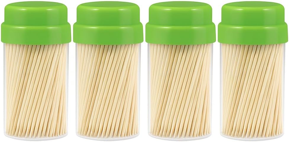 Bamboo Toothpicks - Pack of 4, Eco-Friendly, Natural Wood Toothpicks for Parties, Catering, & Everyday Use